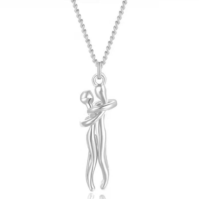 Affectionate Hug Couples Necklace Valentine'S Day Embrace Chain Unisex Jewelry